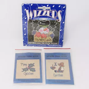 Lotto Kit Tempo di Risparmio Punto Croce di Natale Wizzers Sam Pupazzo di Neve Vintage Nuovo Fai da Te - Foto 1 di 8