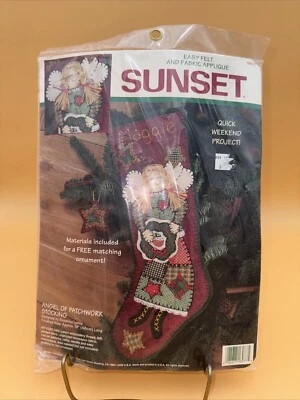 1995 Dimensions/Sunset Angel Of Patchwork Felt Stocking Kit 18077 - Image 1 of 4