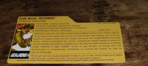 Recondo V6 Filecard Assualt on Cobra Island 25th Ann GI Joe G.I. Joe File Card