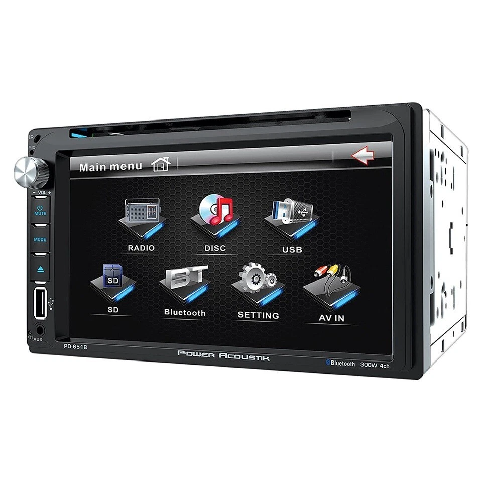 Power Acoustik Double DIN /FM/DVD/BT/AUX 6.5" LCD Touch Screen Radio PD651B -NEW - Image 1 of 2