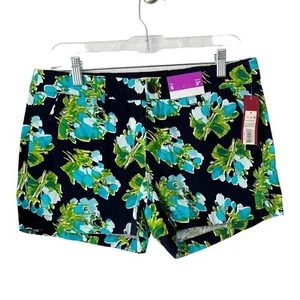 Merona Navy Floral Chino Shorts Women’s Size 6 NEW - Picture 1 of 5