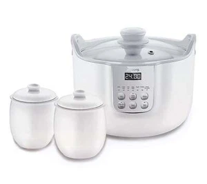 Joyoung White Porclain Slow Cooker 1.8L with 3 Ceramic Inner Containers D-818S - Picture 1 of 9