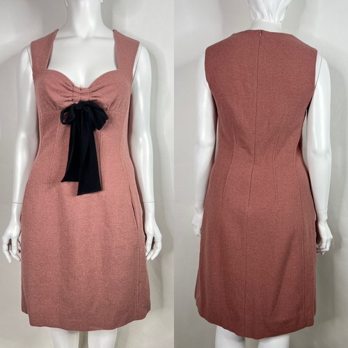 ABITO CON FIOCCO VINTAGE MOSCHINO ECONOMICO & CHIC ROSA FIBBIA 46 XL