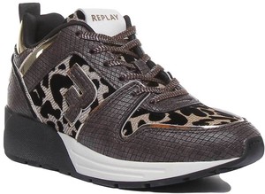 replay leopard print trainers