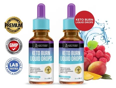 Keto Burn Liquid Keto Drops Proprietary Blend of Raspberry Ketones 2 Bottles - Image 1 of 4
