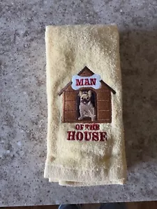 HOME GOODS FRENCH BULL DOG BATHROOM HAND TOWELS BRAND NEW SET OF 2 NEVER BEEN - Picture 1 of 3