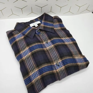 Reiss Mens Check Shirt Size Medium Tartan Blue Navy Relaxed Casual  - Picture 1 of 16