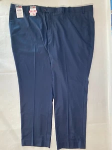 NEW- Big Mens 54 x 32 Roundtree & Yorke Gabardine Flat Pants Polyester Navy - Picture 1 of 12