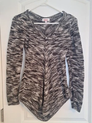 Suéter Bongo túnica martelada gola V manga longa cinza e branco médio - Imagem 1 de 4
