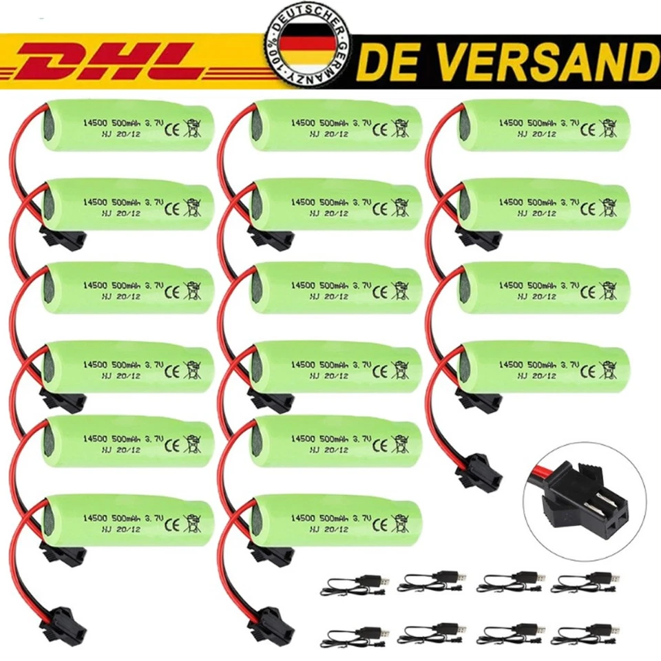 3,7V 500mAh Li-ion Akku Batterie SM Stecker mit Ladegerät für RC Auto Toys Truck - Bild 1 von 4