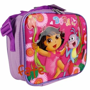 Dora The Explorer mit Stiefeln Thermo Mittagessen Gänseblümchen lila Tasche Box - Bild 1 von 2