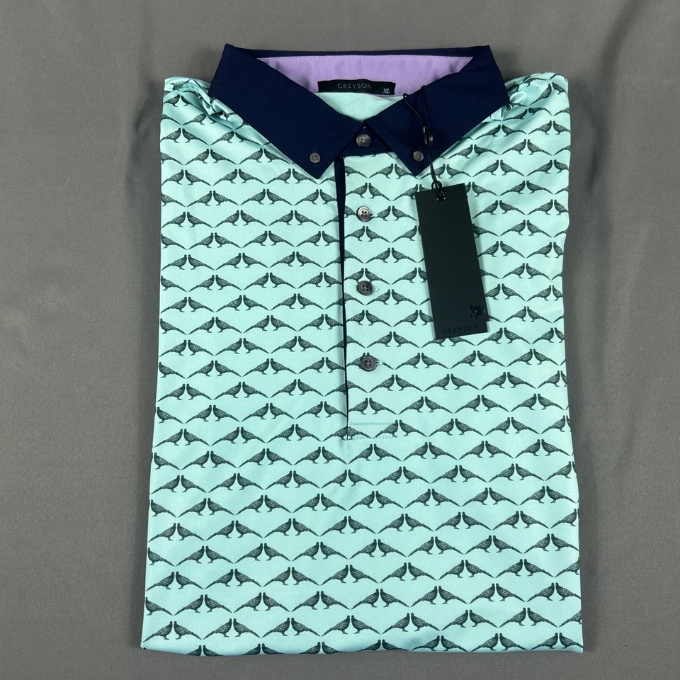 Greyson Mens Golf Polo Siamese Turtle Polo Golf Shirt Sz XL Skystone Blue