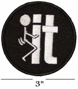 FUCK-IT MAN BESTICKTER PATCH Bügelbild Applikation Abzeichen Emblem Biker MC lustig Gag - Bild 1 von 1
