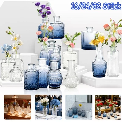 16/24/32 Stück Glasvasen Vasenset Deko Tischdeko Tischvasen Blumenvase Vase Glas - Bild 1 von 4