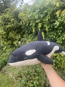 Peluche Ikea Whale BLÅVINGAD giocattolo morbido orca nero bianco raro 26" grande NO ETICHETTA - Foto 1 di 8