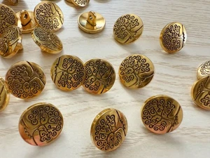 10PC Antiqued Gold Tree of Life Metal Buttons Sewing Button with Shank 14mm - Picture 1 of 3