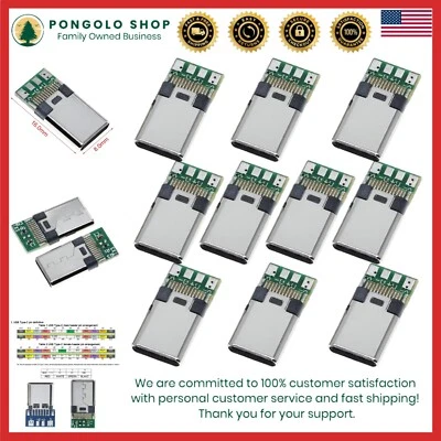 10PCS USB 3.1 Type C Male Connectors 24 Pins for Data Charging PCB Module - Image 1 of 4