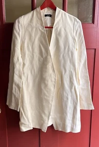 Theory Linen Blend One Button Cream Ivory Modern Blazer Women's Size 2 MSRP $398 - Picture 1 of 12