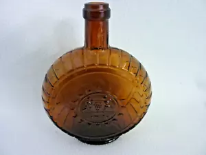 VINTAGE AMBER GLASS BOTTLE VINEX BOYS WITH GRAPES 8 1/2" - Picture 1 of 9