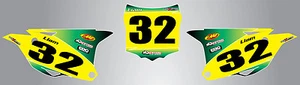 2014 Kawasaki KX 100 Custom number Plates Sunrise Style decals stickers - Foto 1 di 1