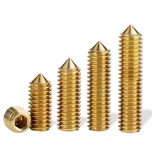 M3 M4 M5 M6 Messing Set Schrauben Kegelpunkt Gewinde Inbussechskantbuchse - DIN 914 - Bild 1 von 25