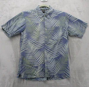 ExOfficio Button Up Shirt Men's Small Blue with Green Floral Pattern Tropical - Picture 1 of 14