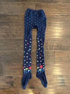 NWOT HANNA ANDERSSON NAVY FLOWER FLORAL FOOTED TIGHTS 130 140 8 10 GORGEOUS! NEW