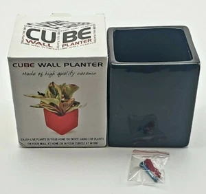 Cube Ceramic Wall Planter. New Open Box. Flower. Plants Cute - Picture 1 of 5