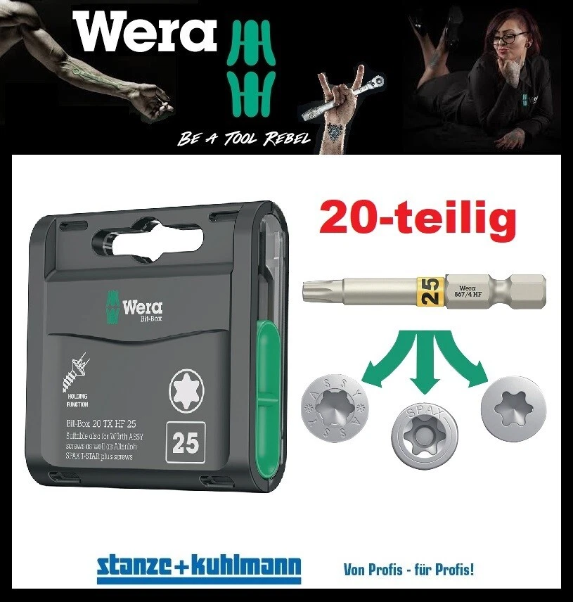 WERA Box Bit Set 20-teilig TX Innen HF T Torx 25 Würth ASSY® SPAX T-STAR plus® - Bild 1 von 1