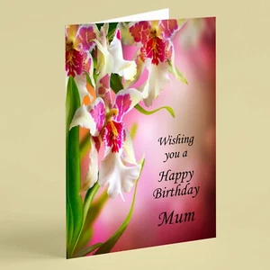 Beautiful white and pink orchids Mum birthday card - Picture 1 of 1