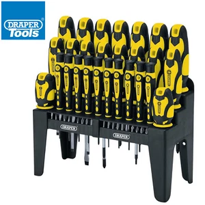 Draper Screwdriver & Bits Set 47pc Soft Grip c/w Stand Plain Slot PH PZ TX-STAR - Picture 1 of 11