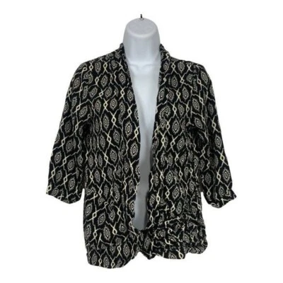 Forever 21 Womens Black & White Open Front Cardigan Geometric Pattern Size M Foto 1 de 4