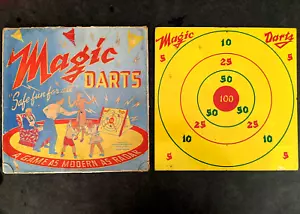 Vintage Magic Darts 1940's 1950's Tin Litho Board with Original Box - Picture 1 of 14