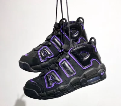 Nike Air More Uptempo GS Black Action Grape Purple Kids Women Casual DX5954-001✅ - Image 1 of 4