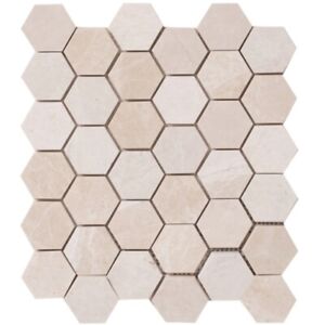Vanilla Beige 2" Hexagon Stone 12"x12" Mesh Marble Mosaic Tile (10 sqft per box)