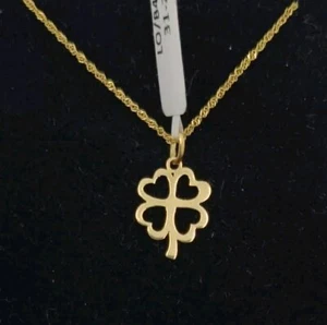 Colgante Y cadena Oro 18k 750 mls. Trébol De 4 Hojas - Imagen 1 de 6