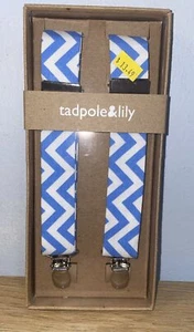 Tadpole Lily Suspenders Small (0-2 Years) Chevron white, blue - Picture 1 of 4