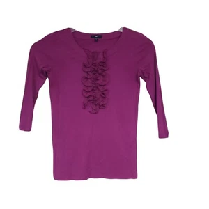 Gap Damen Top Bluse Größe Small Lila Rüschen 3/4 Arm 100% Baumwolle  - Bild 1 von 6