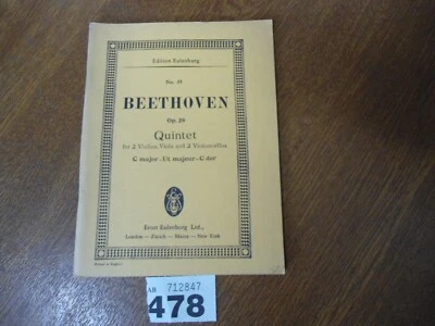 No.31 BEETHOVEN String Quintet Op.29 in C Major - Edition EULENBURG Music Score - Image 1 of 4