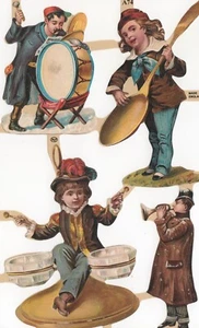 PEOPLE PLAYING Unusual INSTRUMENTS Die Cut Paper ScrapBook Mamelok Press,England - Picture 1 of 6