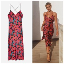 topshop satin floral midi dress