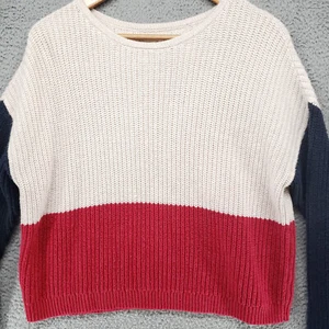LA Hearts Sweater Womens M Crop Knit Long Sleeve Red Black White - Picture 1 of 18