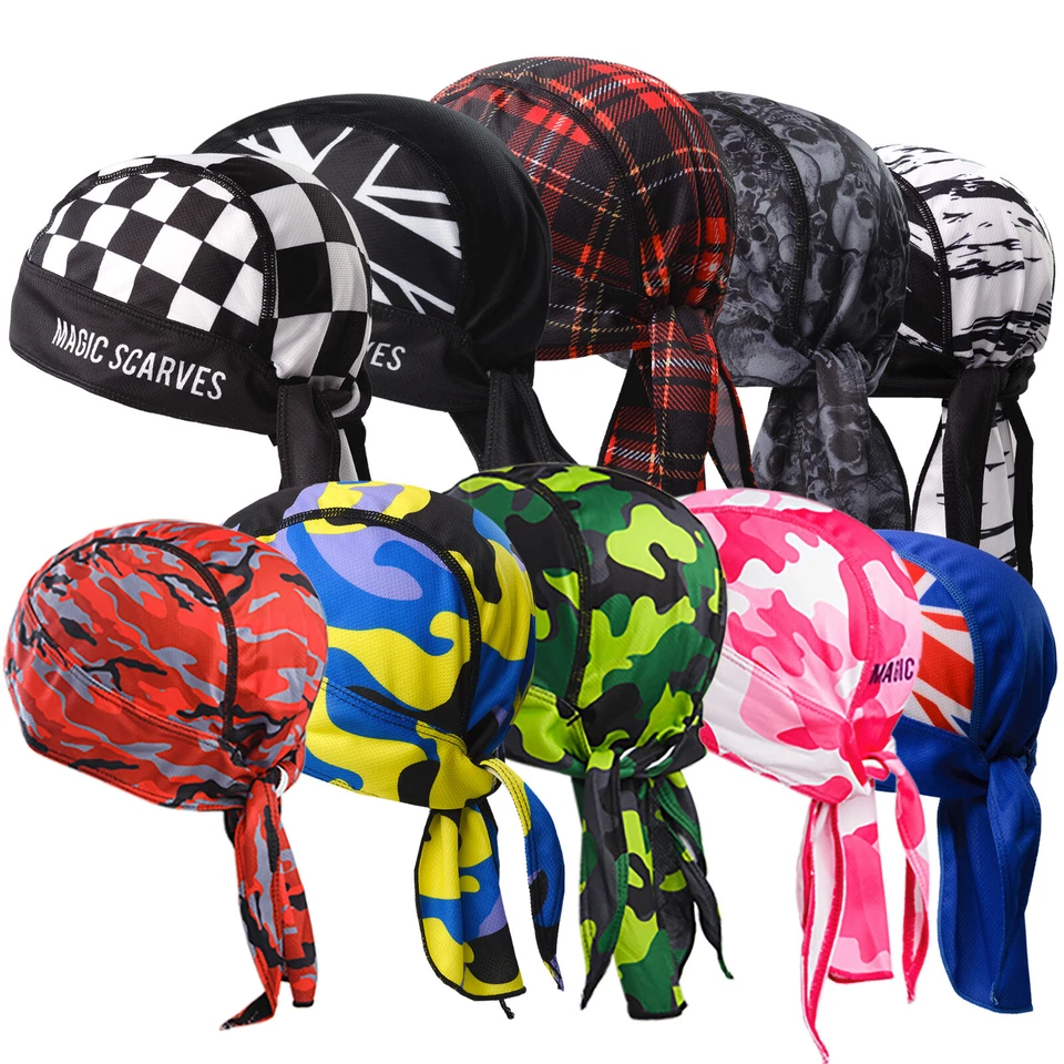 Biker Headwrap Cycling Doo Do Rag Bandana Headband Beanie Hat Skull Cap Durag - Image 1 of 4
