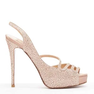 VALENTINO nude crystal strass encrusted d'orsay peep platform pumps EU36 - Picture 1 of 11
