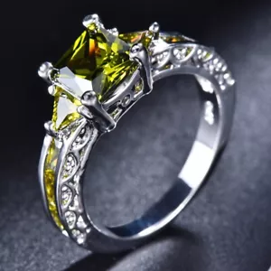 US 316L Women 4MM Stainless Steel CZ Ring Band Size 6-12 Engagement Wedding - Picture 1 of 8
