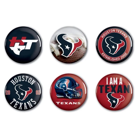 NFL Houston Texans Football NFL 6-Pack Backpack Pins Buttons Set 2" Brand New Cover