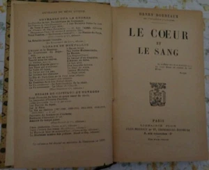 LE COEUR ET LE SANG DI HENRY BORDEAUX 1925 - Picture 1 of 5