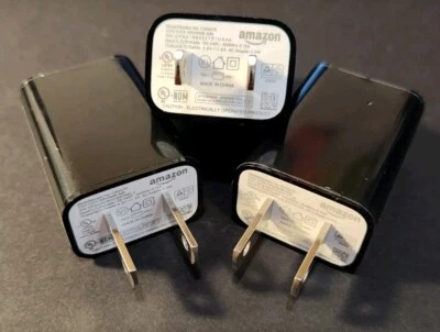Pack Of 3 Amazon Original 5W 5V 1A USB Wall Charger FANA7R Black Kindle Fire NEW - Image 1 of 2