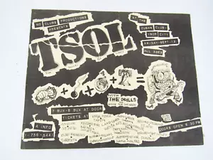 T.S.O.L. Flyer de espectáculo original 1986 Cuban Club Ybor City Tampa Punk Rock Hardcore - Imagen 1 de 4