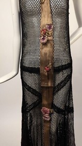 Flapper 1920’S Metallic Gold Lame Ribbon Belt For Dress W Lame Rosettes Florals